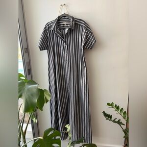 LOFT Black and White Striped Maxi Dress